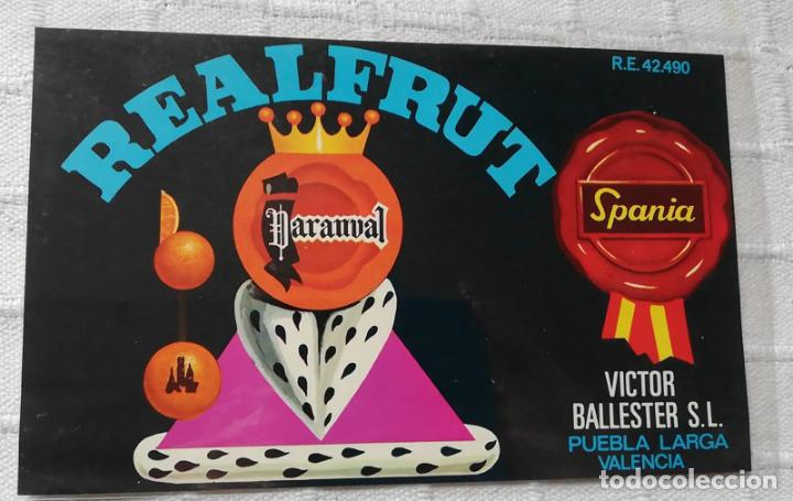 Etiquetas antigas: ANTIGUA ETIQUETA / OLD ADVERT: NARANJAS VICTOR BALLESTER S.L REALFRUIT DARANVAL POBLA LLARGA
