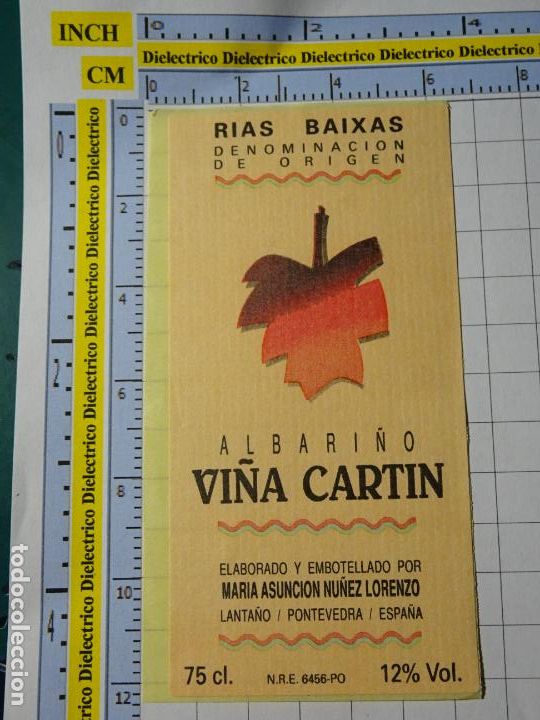 Old Labels: ETIQUETA DE BEBIDAS. VINO LICORES. VINO DE PONTEVEDRA. RIAS BAIXAS ALBARI&Ntilde;O VI&Ntilde;A CARTIN. 48