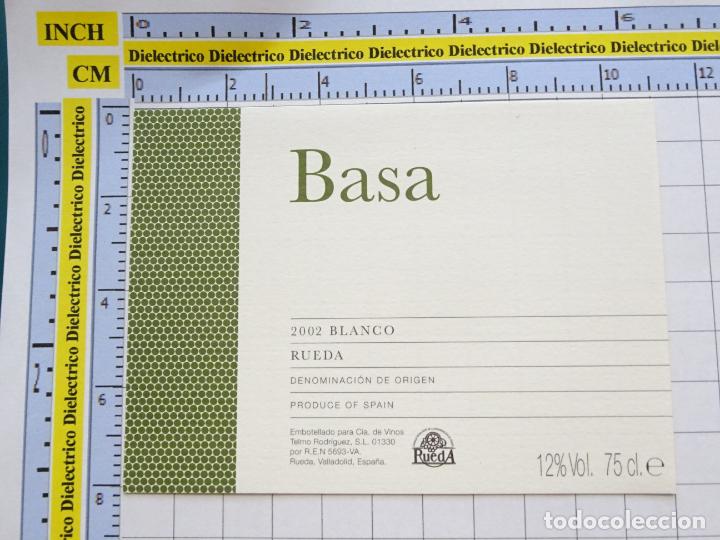 Alte Etiketten: ETIQUETA DE BEBIDAS. VINO LICORES. VINO DE VALLADOLID. BASA 2002 RUEDA BLANCO. 110