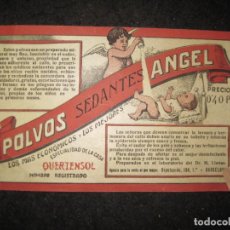 Etiquetas antiguas: POLVOS SEDANTES ANGEL-ETIQUETA ANTIGUA-VER FOTOS-(K-6191). Lote 326629163