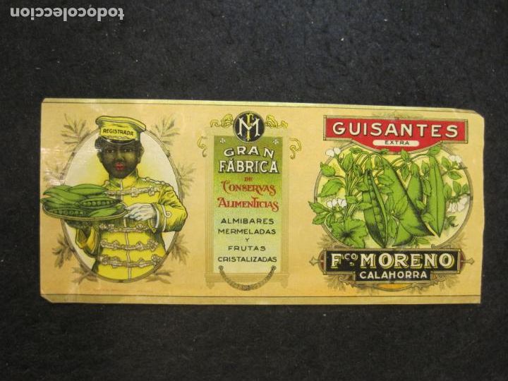 Old Labels: CALAHORRA-GUISANTES EXTRA-FCO MORENO-ETIQUETA ANTIGUA-VER FOTOS-(K-6218)