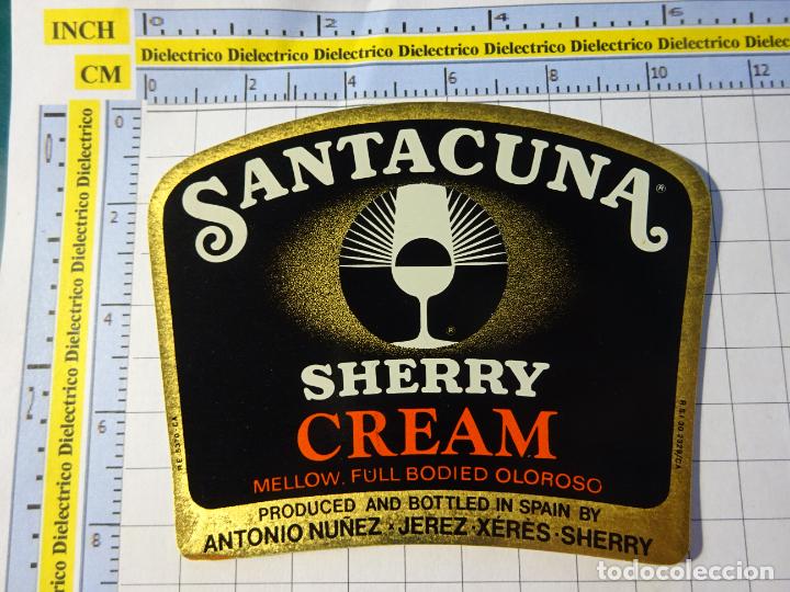 Alte Etiketten: ETIQUETA DE BEBIDAS. VINO LICORES. C&Aacute;DIZ. JEREZ SANTACUNA SHERRY CREAM. 2367