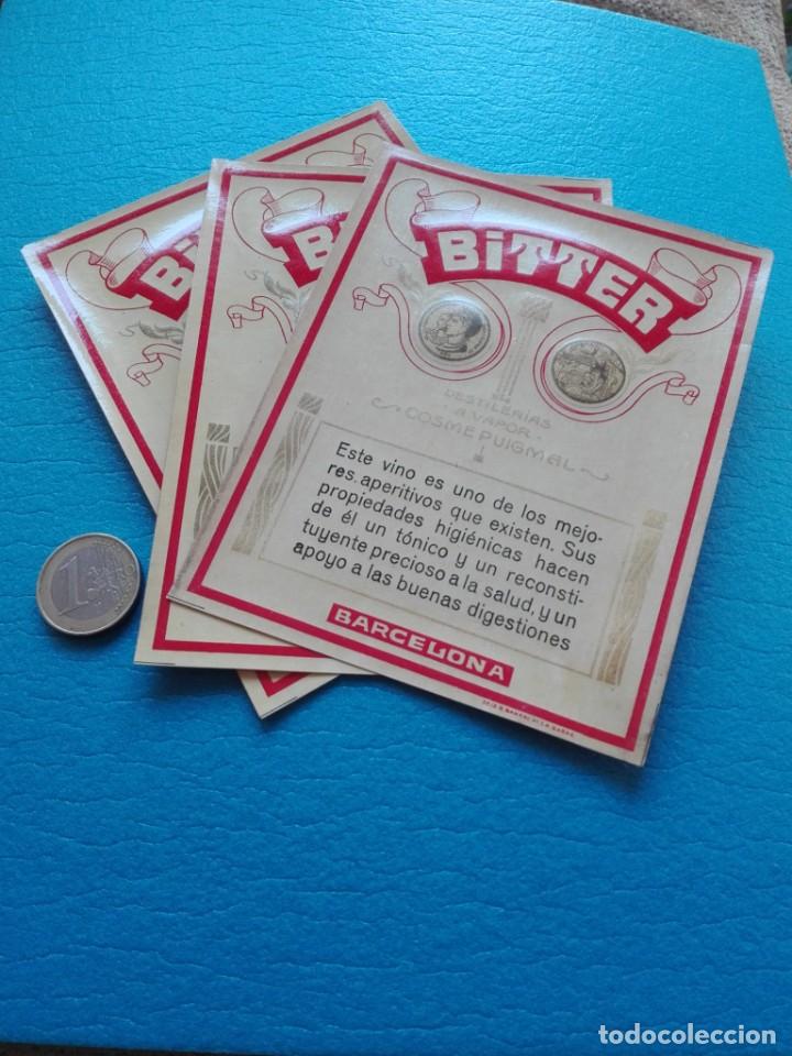 Etiquetas antiguas: LOTE DE 3 ETIQUETAS ANTIGUAS - BITTER - DESTILERIAS AL VAPOR - COSME PUIGMAL - BARCELONA (NUEVAS)