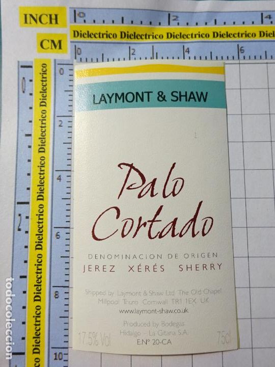Alte Etiketten: ETIQUETA DE BEBIDAS. VINO LICORES. C&Aacute;DIZ. PALO CORTADO LAYMONTH & SHAW. 103