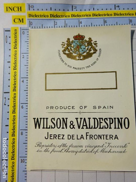 Etichette antiche: ETIQUETA DE BEBIDAS. VINO LICORES. C&Aacute;DIZ. WILSON & VALDESPINO JEREZ. 120