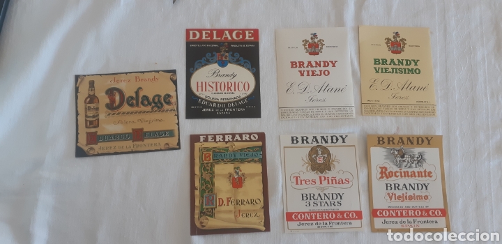 Etiquetas antiguas: (Sevilla) 7 Etiquetas BRANDY JEREZ - Foto 1