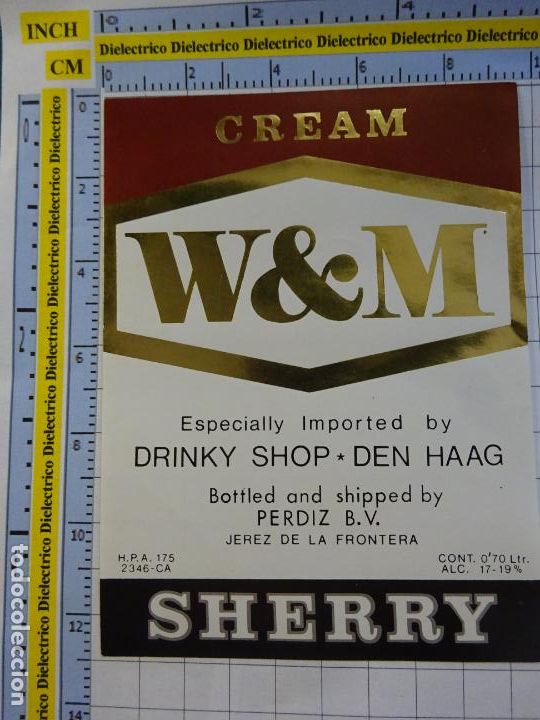 Old Labels: ETIQUETA DE BEBIDAS. VINO LICORES. C&Aacute;DIZ. JEREZ SHERRY CREAM W&M. 482