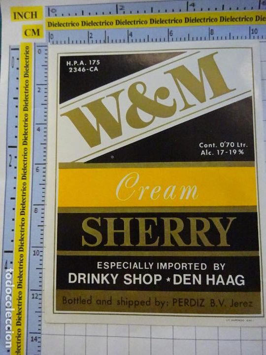 Old Labels: ETIQUETA DE BEBIDAS. VINO LICORES. C&Aacute;DIZ. JEREZ SHERRY CREAM W&M 484