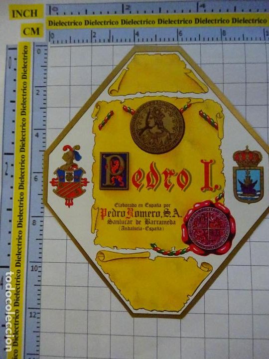 Etiquetas antiguas: ETIQUETA DE BEBIDAS. VINO LICORES. C&Aacute;DIZ. SANL&Uacute;CAR, PEDRO I. 496
