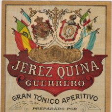 Etiquetas antiguas: JEREZ QUINA GUERRERO. GRAN TÓNICO APERITIVO. MANUEL GUERRERO. JEREZ