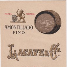 Etiquetas antiguas: AMONTILLADO FINO LACAVE & Cª. CÁDIZ