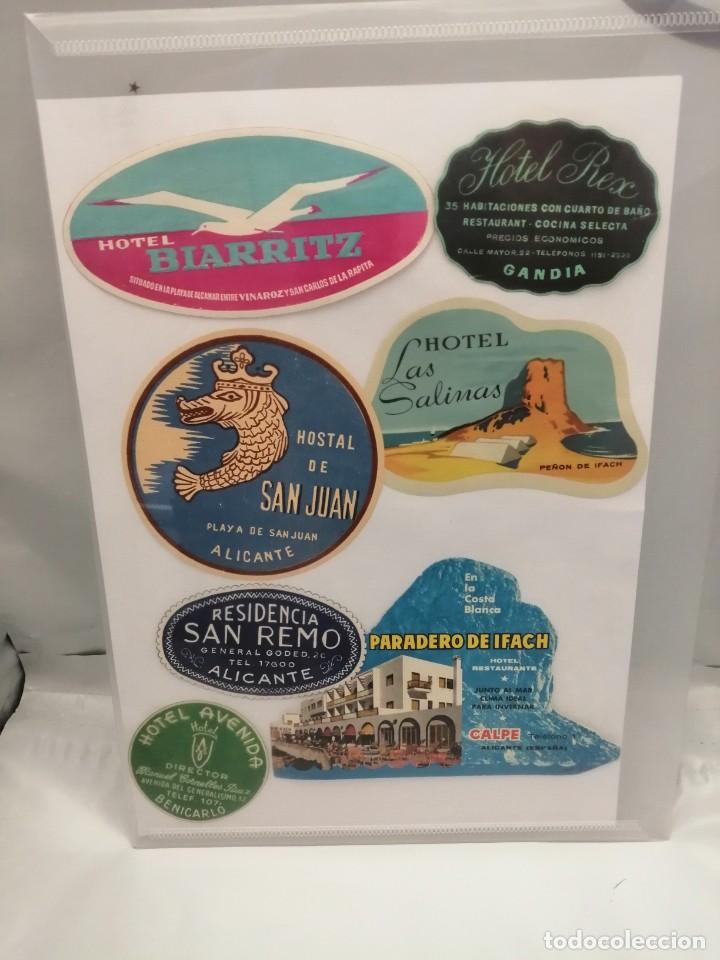 Etiquetas antiguas: COSTA BLANCA (ESPA&Ntilde;A): SIETE (7) ETIQUETAS DE PEGATINAS DE MALETA (ALREDEDOR DE 1950)