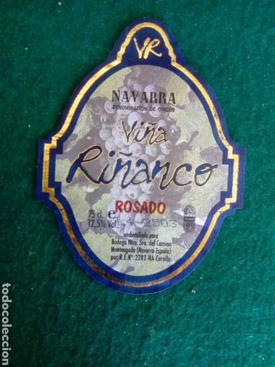 Old Labels: Etiqueta publicidad VI&Ntilde;A RI&Ntilde;ANCO de rosado. NAVARRA