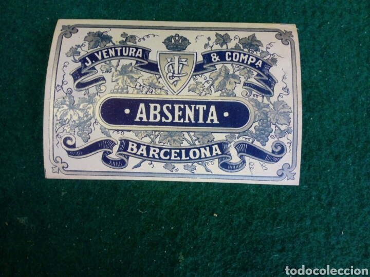 Alte Etiketten: Etiqueta publicidad De ABSENTA de Barcelona De J. VENTURA AND COMPANY