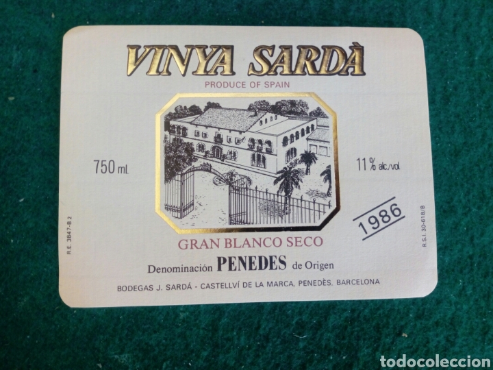 Alte Etiketten: ETIQUETA VINYA SARD&Agrave; gran blanco seco del PENEDES 1986