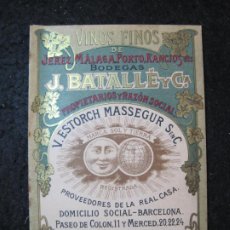Etiquetas antiguas: BODEGAS J. BATLLE Y CIA-BARCELONA-V.ESTORCH MASSEGUR-AÑO 1912-CATALOGO PUBLICIDAD-VER FOTOS-(K-6613)