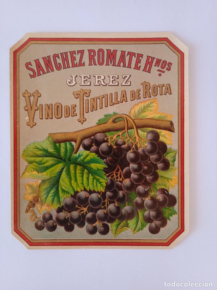 Old Labels: Etiqueta. Sanchez Romate Hnos. Jerez. Vino de Tintilla de Rota