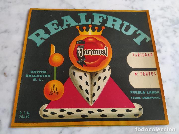 Alte Etiketten: etiqueta de naranjas realfrut puebla larga