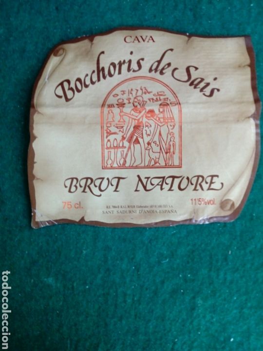 Etiquetas antiguas: Etiqueta publicidad del cava brut nature Bocchoris de Sais
