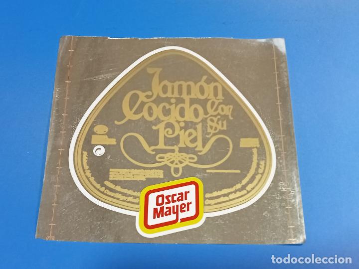 Alte Etiketten: ETIQUETA PEGATINA. OSCAR MAYER. JAMON COCIDO CON SU PIEL. FONDO PLATA. 20 X 18CM