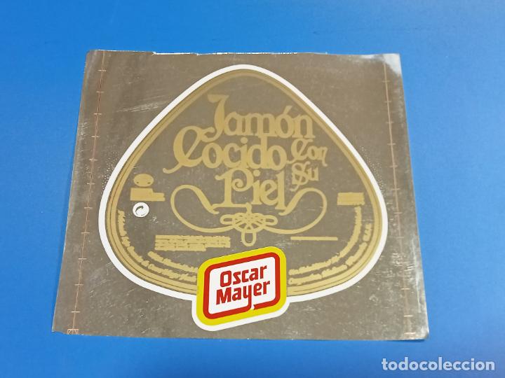 Alte Etiketten: ETIQUETA PEGATINA. OSCAR MAYER. JAMON COCIDO CON SU PIEL. FONDO PLATA. 20 X 18CM