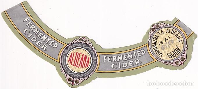 Etiquetas antiguas: COLLARIN SIDRA. CIDER FERMENTED. CHAMPANERA LA ALDEANA. 15 CM. - Foto 1