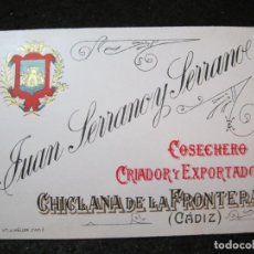 Etiquetas antiguas: JUAN SERRANO Y SERRANO-CHICLANA DE LA FRONTERA-ETIQUETA ANTIGUA-VER FOTOS-(93.504)