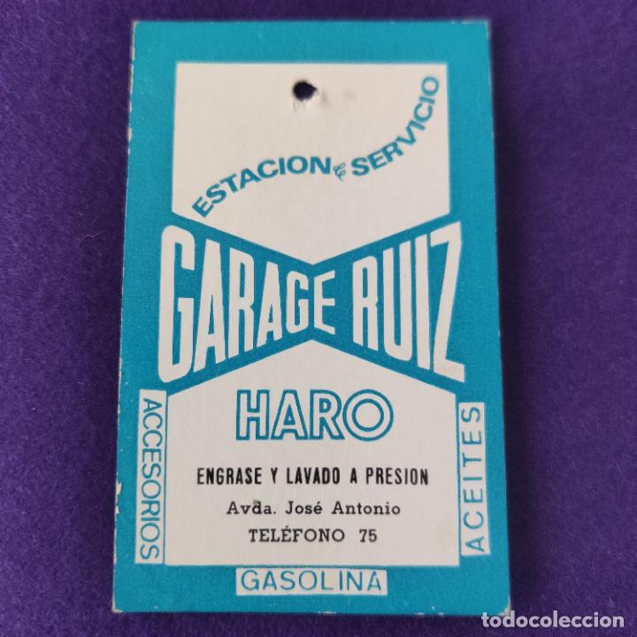 Etiquetas antiguas: ETIQUETA GARAGE RUIZ. HARO. RIOJA. AVDA.JOSE ANTONIO. A&Ntilde;OS 60. ACEITE. GASOLINA.