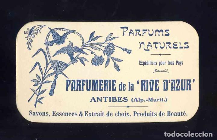 Old Labels: Tarjeta de perfume: PARFUMS NATURELS, Parfumerie de la Rive d'Azur, ANTIBES