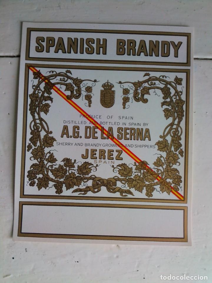 Etiquetas antiguas: Etiqueta brandy jerez a g de la serna - Foto 1