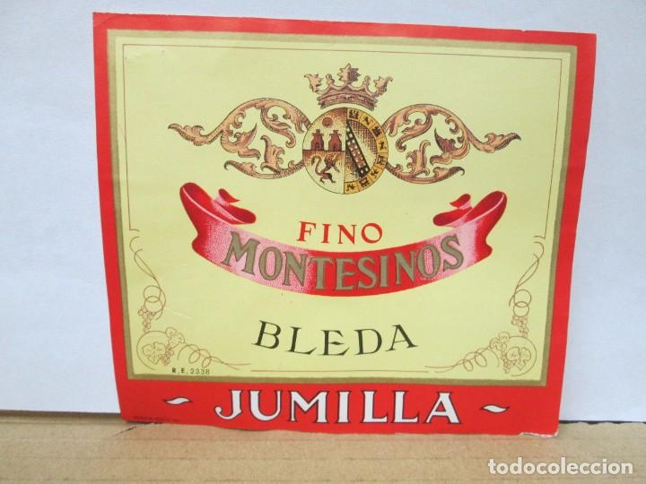 Etiquetas antiguas: ANTIGUA ETIQUETA, FINO MONTESINOS BLEDA JUMILLA