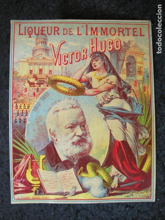 Etiquetas antiguas: LIQUEUR DE L'IMMOREL VICTOR HUGO-ETIQUETA ANTIGUA-VER FOTOS-(95.094)