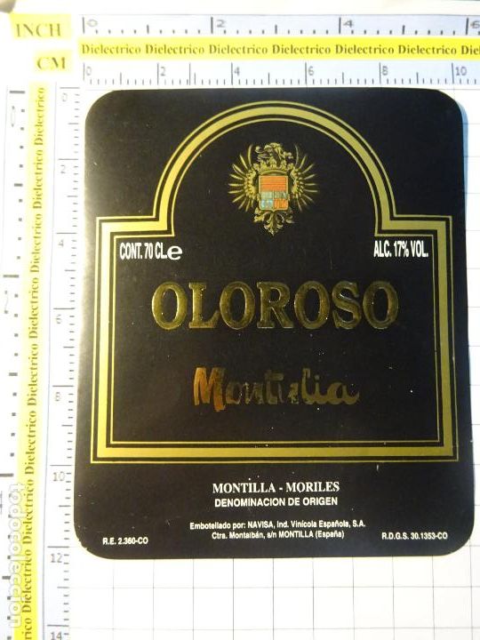 Alte Etiketten: ETIQUETA DE BEBIDAS. VINO LICORES. OLOROSO MONTULIA MONTILLA MORILES C&Oacute;RDOBA. 537