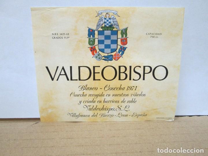 Etiquetas antiguas: ANTIGUA ETIQUETA, VALDEOBISPO BLANCO COSECHA 1971