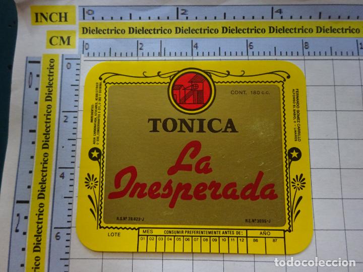 Etichette antiche: ETIQUETA DE BEBIDAS. VINO LICORES. T&Oacute;NICA LA INESPERADA A&Ntilde;OS 80. 73