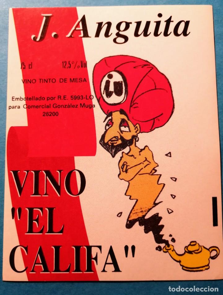 &Eacute;tiquettes anciennes: ETIQUETA ADHESIVA. VINO EL CALIFA. JULIO ANGUITA. ENVIO INCLUIDO.