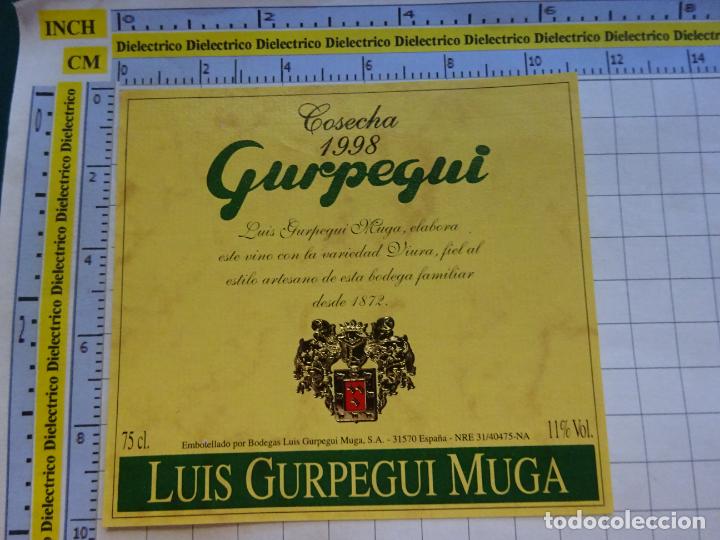 Old Labels: ETIQUETA DE BEBIDAS. VINO LICORES. LUIS GURPEGUI MUGA COSECHA 1998. 151