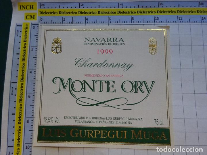 Etichette antiche: ETIQUETA DE BEBIDAS. VINO LICORES. NAVARRA CHARDONNAY 1999 MONTE ORY. 173