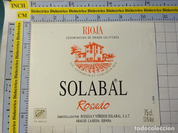 Old Labels: ETIQUETA DE BEBIDAS. VINO LICORES. RIOJA, SOLABAL ROSADO. 197
