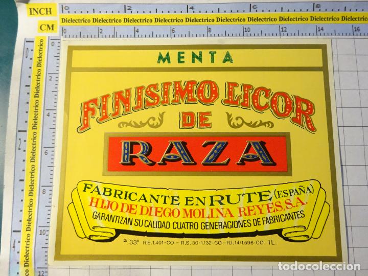 Alte Etiketten: ETIQUETA DE BEBIDAS. VINO LICORES. LICOR DE MENTA RAZA RUTE, C&Oacute;RDOBA. 212