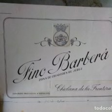 Etiquetas antiguas: BOCETO ETIQUETA VINO BARBERÁ CHICLANA