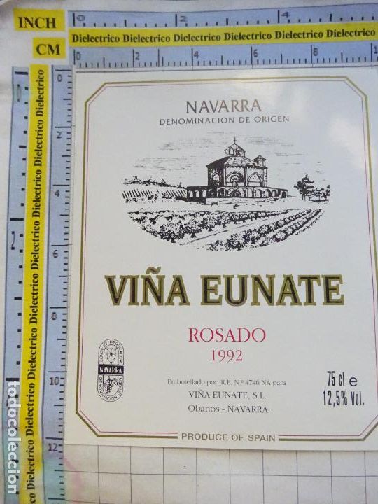 Alte Etiketten: ETIQUETA DE BEBIDAS. VINO LICORES. NAVARRA VI&Ntilde;A EUNATE ROSADO 1992. 216