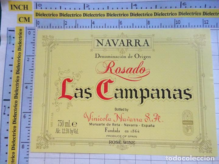 Old Labels: ETIQUETA DE BEBIDAS. VINO LICORES. NAVARRA ROSADO LAS CAMPANAS MURUARTE DE RETA. 218