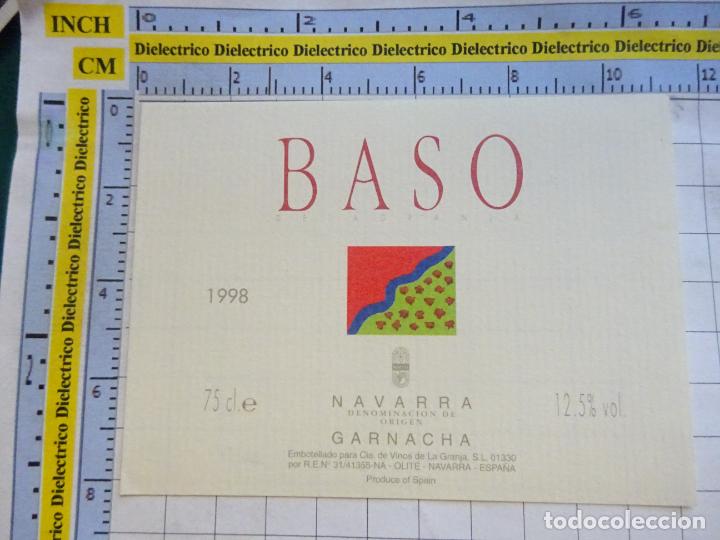 Etichette antiche: ETIQUETA DE BEBIDAS. VINO LICORES. NAVARRA BASO GARNACHA 1998. 220