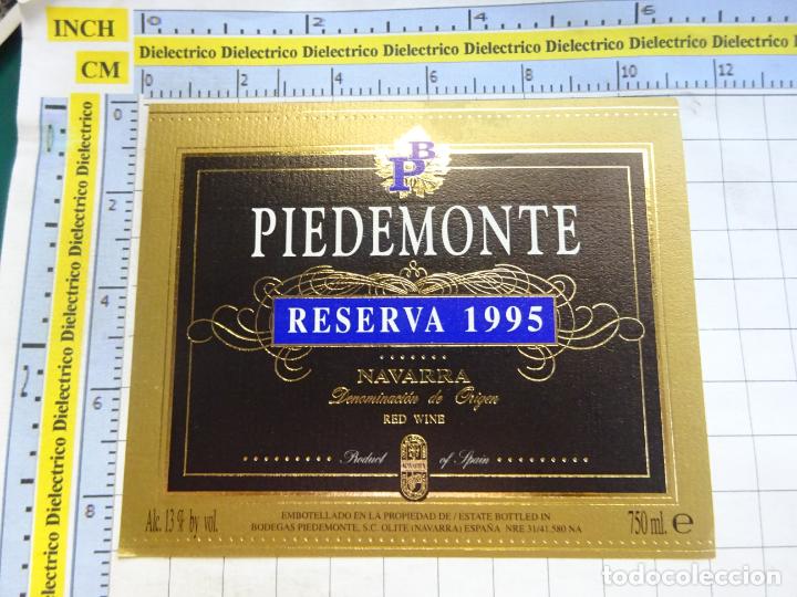 Etichette antiche: ETIQUETA DE BEBIDAS. VINO LICORES. NAVARRA PIEDEMONTE RESERVA 1995. 223
