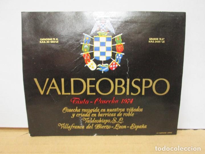 Etiquetas antiguas: ANTIGUA ETIQUETA, TINTO COSECHA 1974 VALDEOBISPO