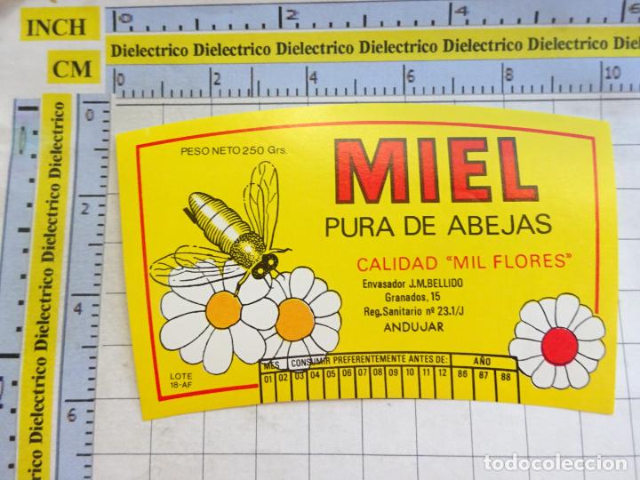 Etichette antiche: ETIQUETA A&Ntilde;OS 80. MIEL PURA DE ABEJAS AND&Uacute;JAR. 291