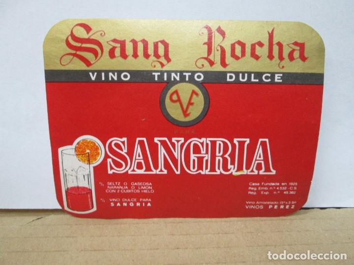 &Eacute;tiquettes anciennes: ANTIGUA ETIQUITA, VINO TINTO DULCE SANG ROCHA