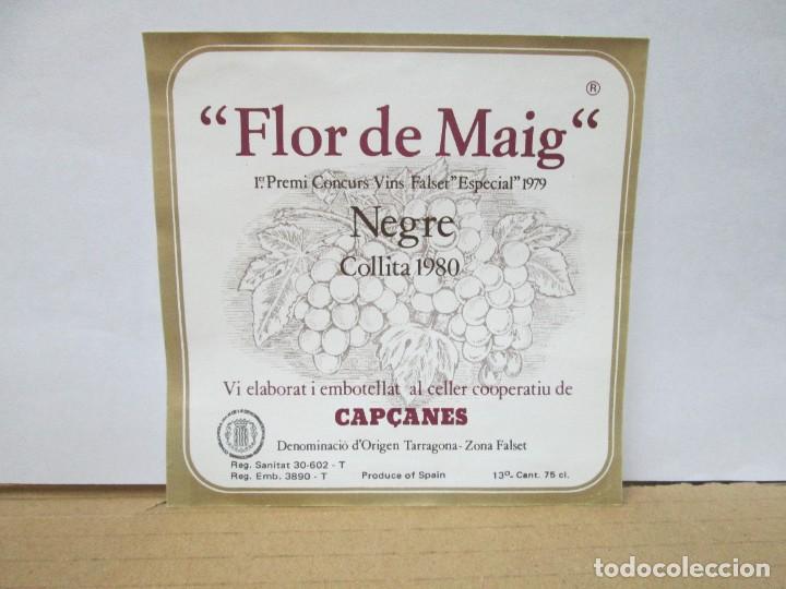 Etiquetas antiguas: ANTIGUA ETIQUETA, FLOR DE MAIG NEGRE COLLITA 1980