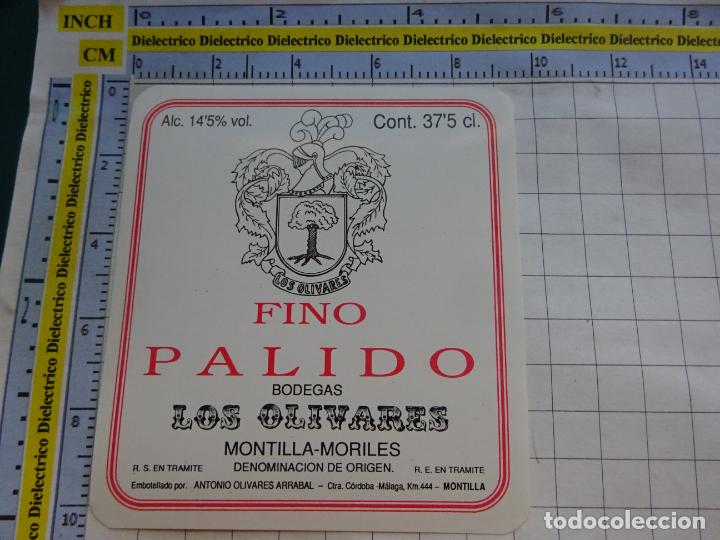 Etichette antiche: ETIQUETA DE BEBIDAS. VINO LICORES. MONTILLA MORILES FINO P&Aacute;LIDO LOS OLIVARES. 385